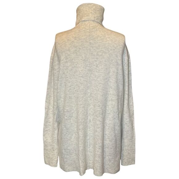 Athleta Transit Pullover Sweater XS Space Dye Cream Gray Turtleneck NWT $98 - Picture 4 of 7